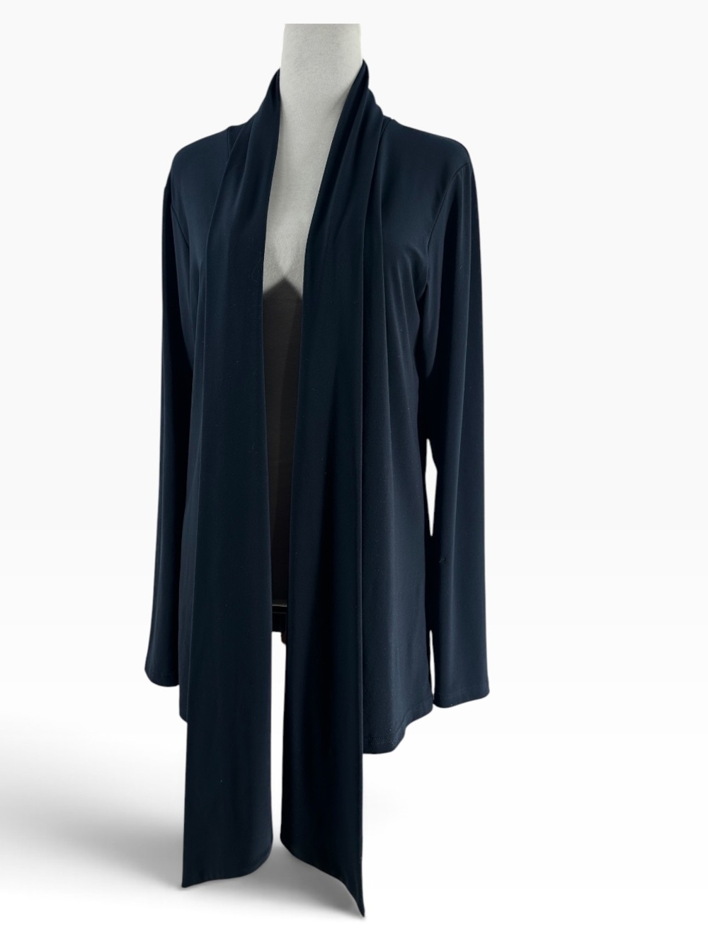 Sympli cardigan blue stretch waterfall open front comfort career lounge sz 16